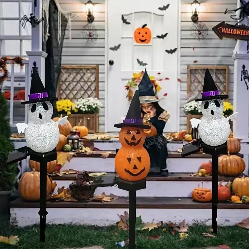 Solar Power Halloween Pumpkin Garden Lamp Ghost Lights For Garden Yard All Saints' Day Gravestone Garden Lawn Yard Patio Decorative Pathway Lights 1X 2X 2025 - $15.99 –P9