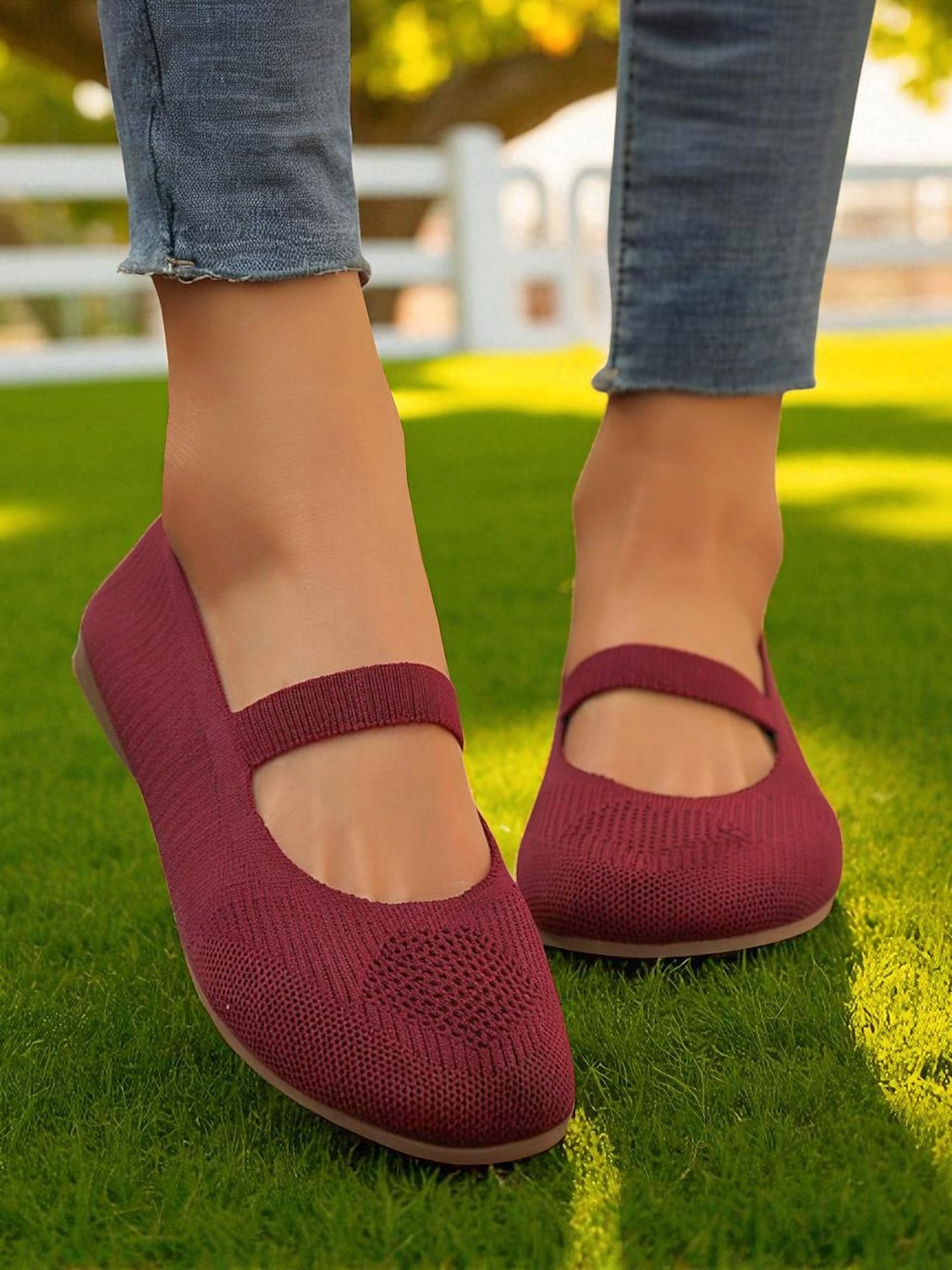 női széles orrú, flyknit Mary Jane lapos sarkú cipő – kényelmes, lélegző, hétköznapi viseletre, kerti sétákra és hosszú állásidőre 2025 - $19.99 –P3