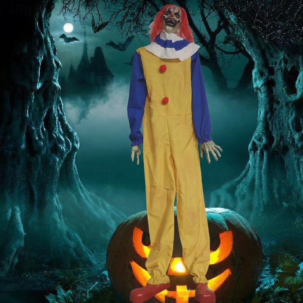 Grote buitenclown met elektrische sensor, geluid en licht, Halloween-tuindecoratie, rekwisieten met beweging, geluid en licht 2025 - $258.89 –P3