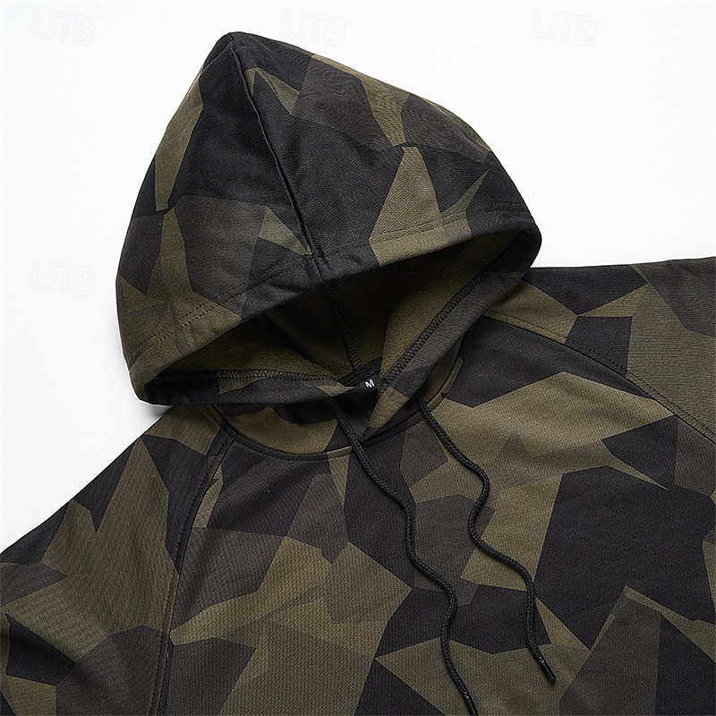 Voor heren Trainingspak Kledingset Truien instellen Capuchon Buiten Dagelijks Sport Zak Trekkoord camouflage blauw Khaki Leger Groen Grafische afdruk Polyester Sportkleding Modieus Streetwear Herfst 2025 - $44.99 –P10