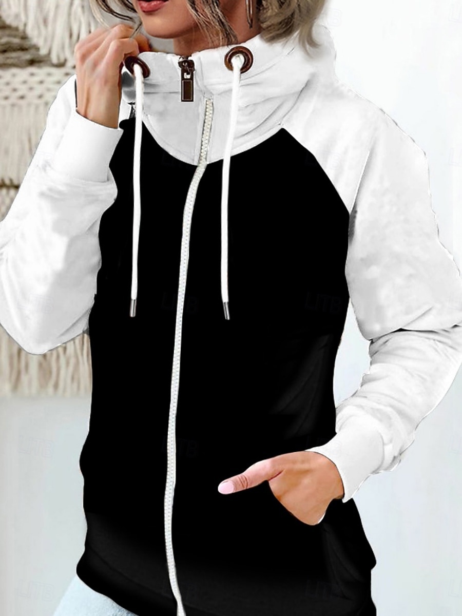 Női Pulóver Hoodie pulóver Színes Alkalmi Hosszú ujj Kapucni Normál felsők Utca Hétköznapi Cipzár Zseb Fehér Rubin Khakizöld Katonai zöld Ősz Tél 2025 - $19.99 –P3