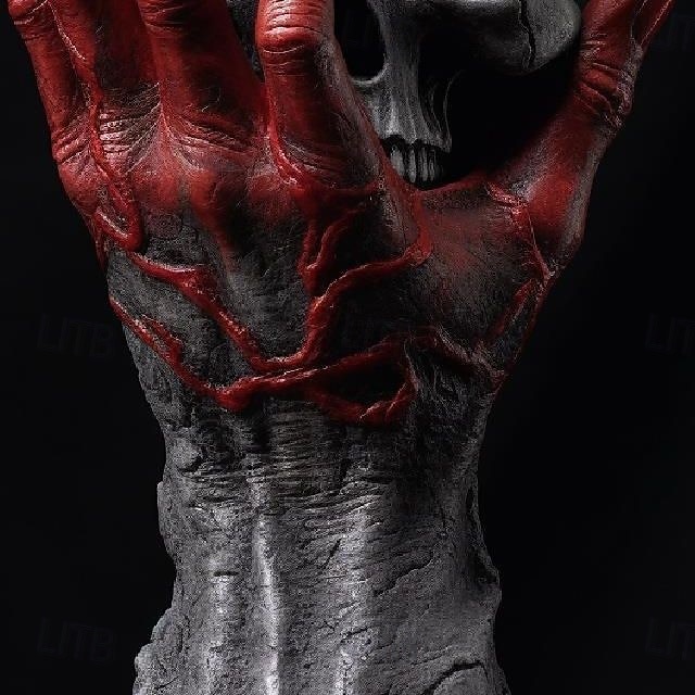 Pryskyřičná socha hlavy lebky, ruční pryskyřičná kostra, řemeslná gotická dekorace, hrozná halloweenská kostra lebky, realistický model lebky z lidských kostí pro strašidelný dům 2025 - $27.99 –P4