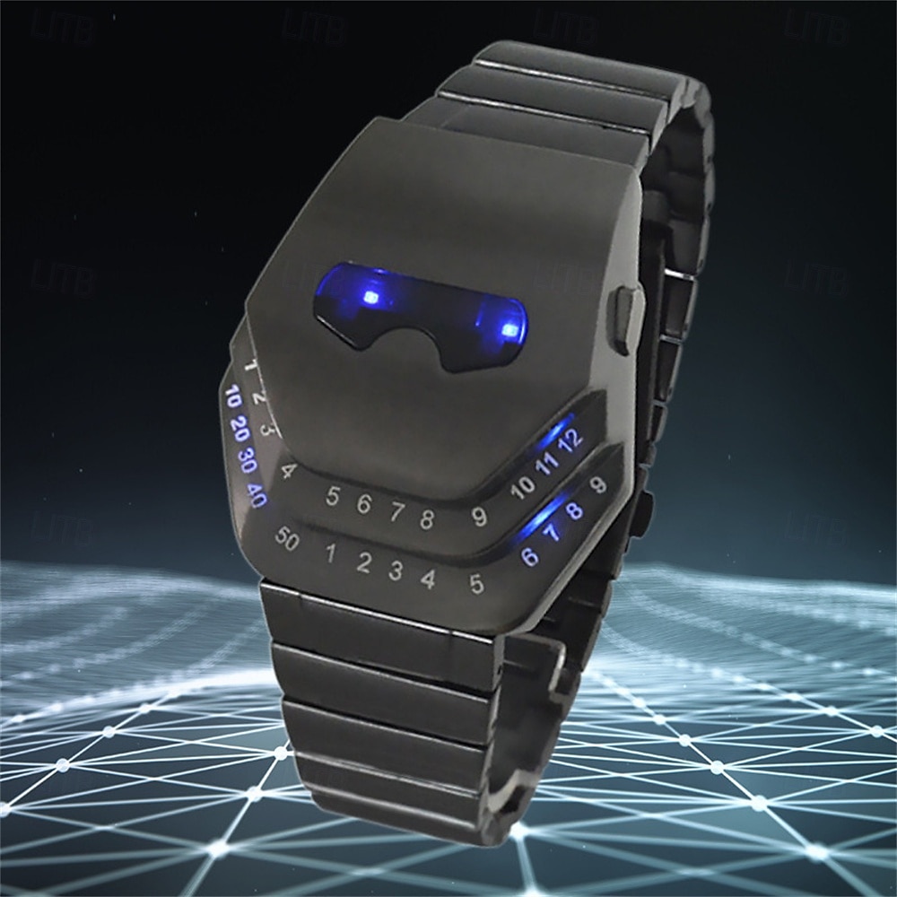 2025年 メンズ LED ウォッチ ブラック ステンレススチール バンド 長さ クォーツムーブメント デイリー 防水 LED スクリーン スネークデザイン LED ウォッチ  コレクション – $22.99 –P2