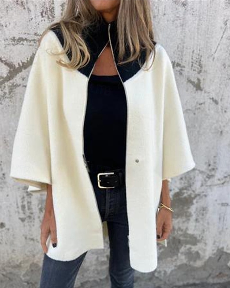 Damen Mantel Freizeitjacke Warm Bequem Patchwork Reißverschluss Mode Modern Lässig Farbblock Ausgehen Wochenende Reisverschluss Regulär Stehkragen Normale Passform Dreiviertelarm Oberbekleidung 2025 - $31.99 –P1