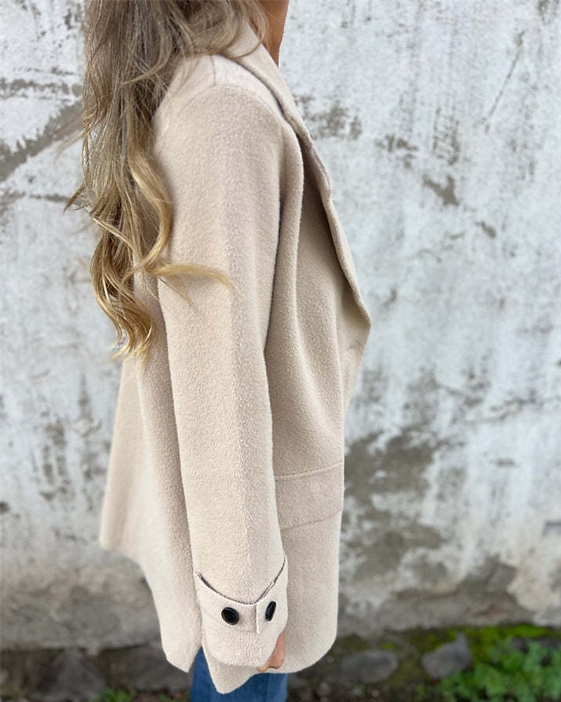 Damen Winterjacke Mantel Freizeitjacke Warm Bequem Tasche Knöpfe Mode Modern Lässig Einfach Outdoor Straße Ausgehen Einreihig Regulär Steigendes Revers Normale Passform Langarm Oberbekleidung Schwarz 2025 - $31.99 –P5