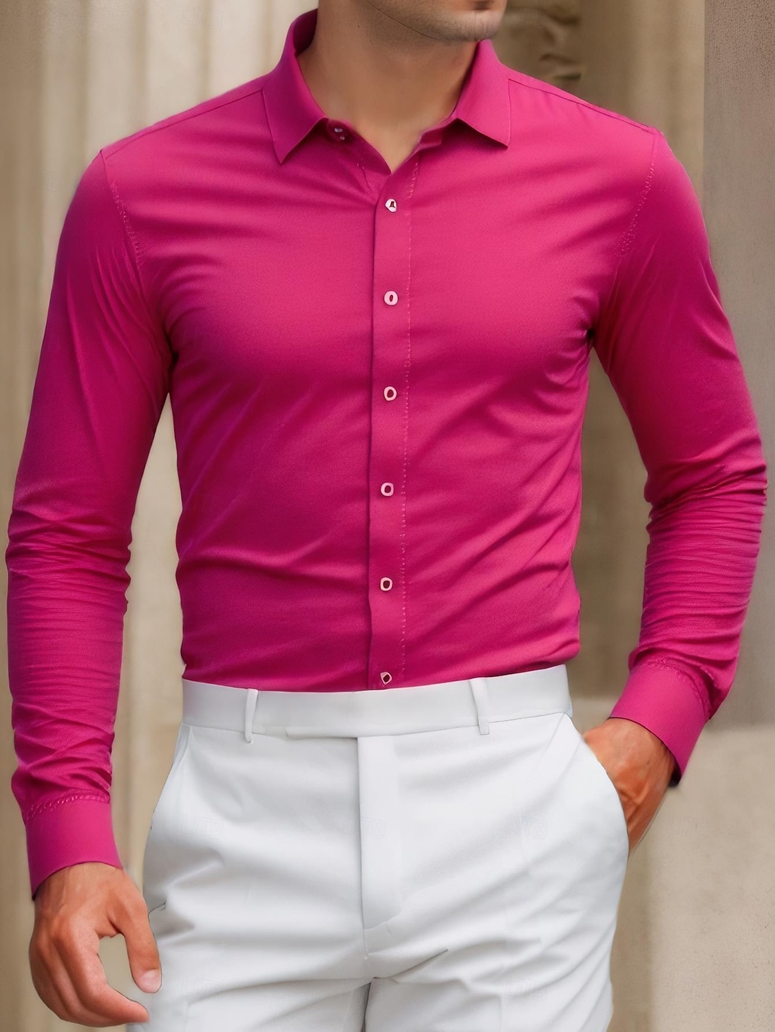 Per uomo Camicia Camicia elegante Camicie da Smoking Colore Solido / Tinta Unita Ufficio & Carriera Abbigliamento quotidiano Rosa + arancio Verde + arancio Rosa + verde Manica Lunga Colletto a Camicia del 2026 a $31.99 –P7