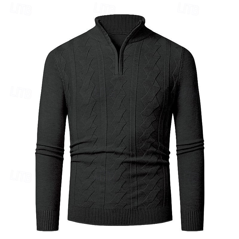 Herren Pullover Pullover mit Viertelreißverschluss Strickpullover Zopfmuster Stricken Normale Oberteile Gestrickt Einfach Viertelreißverschluss Mode Lässig Urlaub Alltagskleidung Bekleidung Herbst 2025 - $22.99 –P15