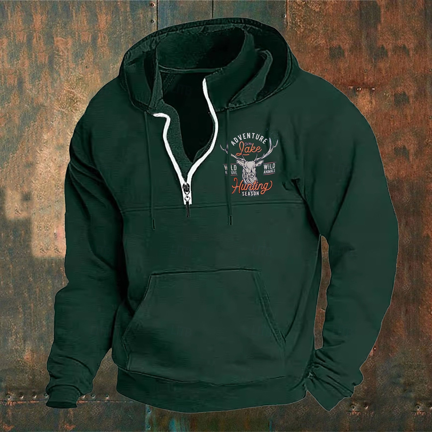 Men's Hoodie Wine Navy Blue Green Khaki Light Grey Hooded Elk Front Pocket Quarter Zip Daily Holiday Going out Polyester Streetwear Casual Bavarian Fall Winter Clothing Apparel Hoodies Sweatshirts  2026 - $26.99 –P3