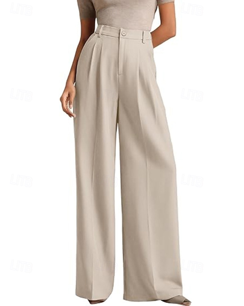 Dam Brett skaft Byxor Streetwear Ledigt Fullängd Naturlig Slät Elastisk midja Bekväm Gata Helgdag Dagliga kläder Aprikos Grå Svart Vit Höst Normal 2026 - $32.99 –P9