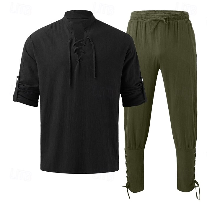 Retrò Vintage Medievale Rinascimento Pantaloni Abiti Camicia Pirata Ranger Costume Per uomo Vichingo Halloween Carnevale Mascherata Performance Mascherata LARP Adulti Camicia Pantaloni del 2026 a $44.99 –P12