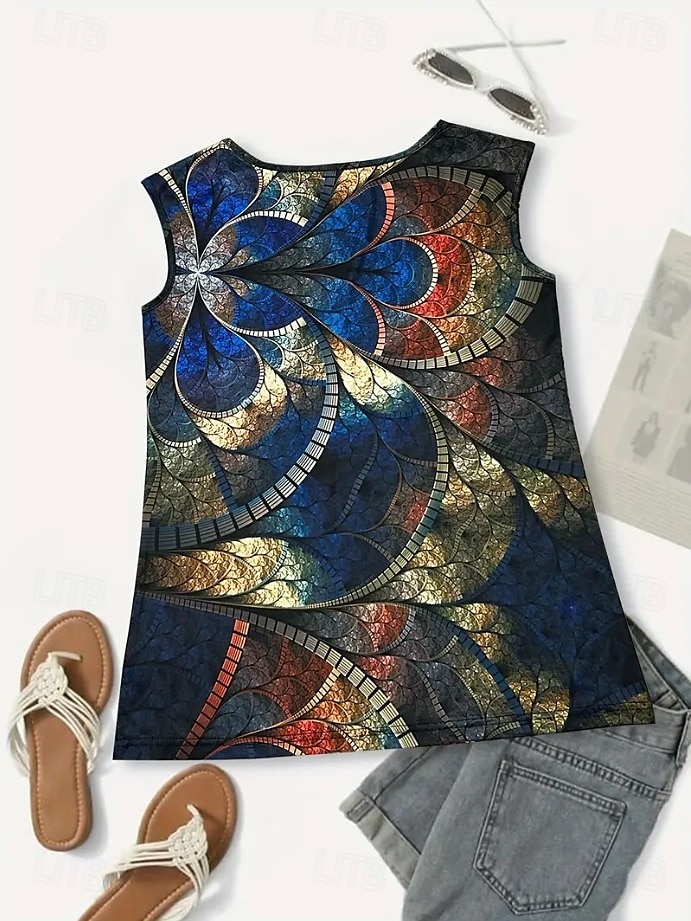Női Camisole Tank Top Ombre Grafika Mértani Szüret Tropikus Napi Ujjatlan Terített nyak Szögletes Kanálnyak Normál felsők Napi Nyomtatott Medence Nyár Tavasz 2025 - $17.99 –P2