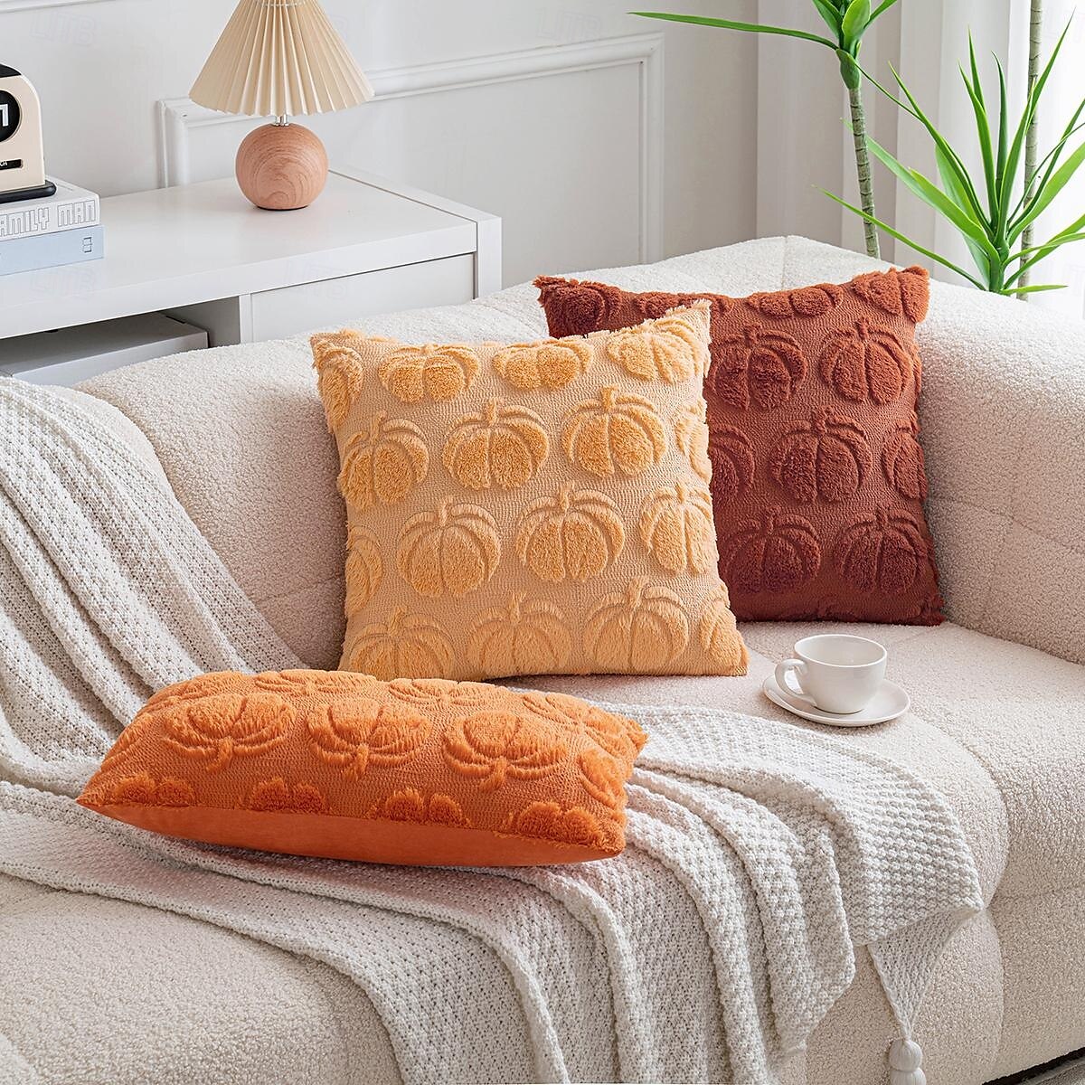1 housse de coussin d'Halloween, motif citrouille de Thanksgiving, style bohème décontracté, fermeture éclair carrée, classique et traditionnel de 2025 ? $15.99 –P1
