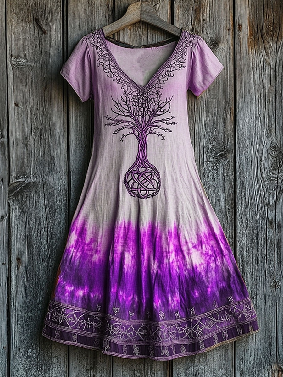 Musikfestival Damen Midi Kleid Boho Lässiges Kleid T-Shirt Kleid Tee Kleid Sommerkleid A-Linien Kleid Urlaub Lässig Strand Reguläre Passform Grafik Blatt Batik Kurzarm V-Ausschnitt Blau Pink Orange 2026 - $24.99 –P2