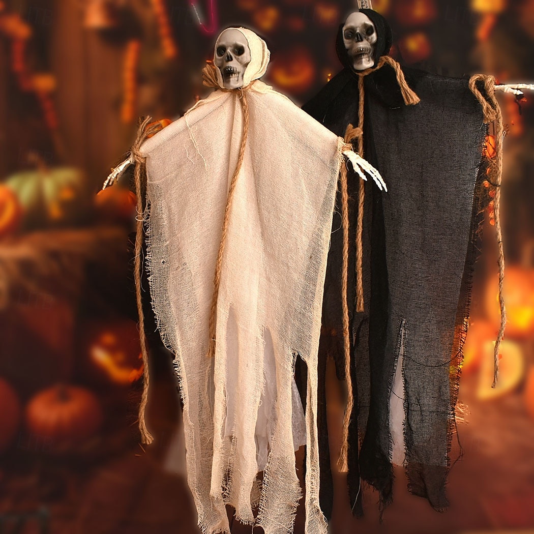 2er-Pack hängende Halloween-Dekorationen mit Skelettgeistern, Sensenmänner für Halloween-Außendekorationen, fliegendes Halloween-Skelett-Geist, Spukhaus-Requisite, Party-Dekor 2025 - $12.99 –P9