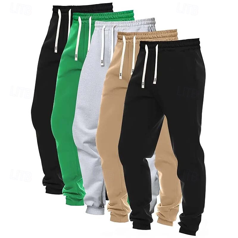 5PCS Men's Sweatpants Joggers Trousers Casual Pants Running Pants Pocket Elastic Waist Drawstring Plain Comfort Full Length Outdoor Daily Simple Classic Style 2025 - $49.99 –P5