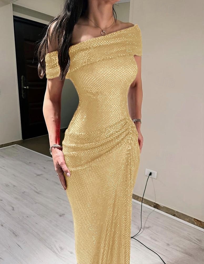 Rode jurk met glinsterende kristallen, stretch mesh, zeemeermin/trompet avondjurk, elegante jurk, formele bruiloft, lange jurk, mouwloos, off-shoulder, kant met plooien, gerimpeld, 2025 2025 - $155.99 –P8