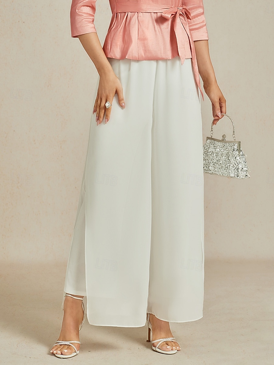 Dámské Drzý Kalhoty s rovnými nohama Elegantní stylové Klasický styl Plná délka Středně vysoký pas Pevná barva Elastický pas Elastické Svatební Dovolená Párty Bílá Jaro. Podzim. Zima. Léto Běžný 2025 - $49.99 –P3
