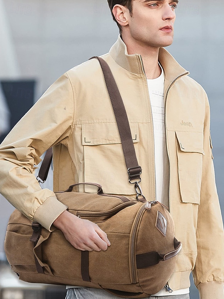 Borsa da viaggio convertibile in tela vintage da uomo, con tracolla, grande capacità, multifunzione, per il ritorno a scuola, gite del fine settimana, palestra e uso all'aperto del 2026 a $59.99 –P2
