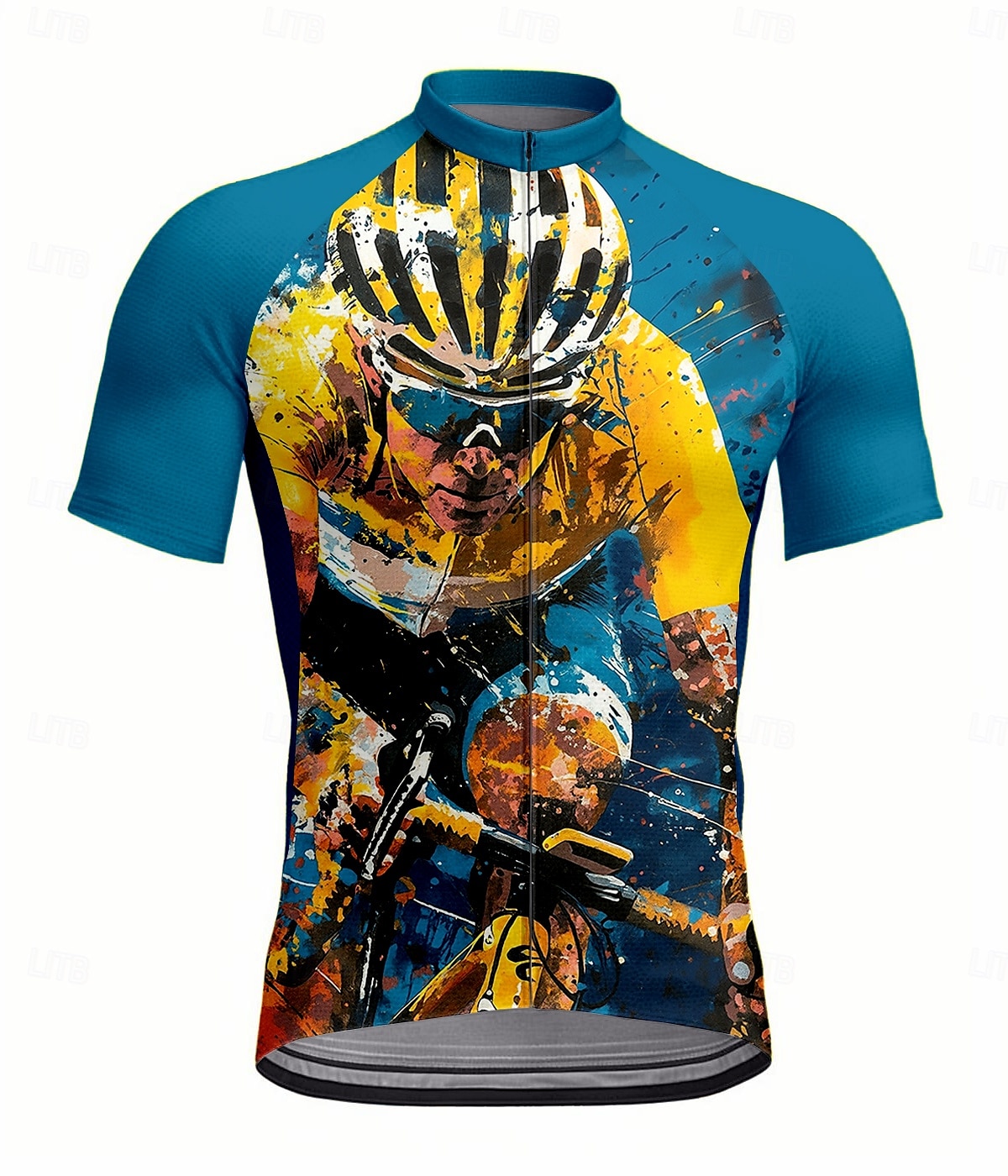 Herren Radtrikot Kurzarm Fahhrad Trikot Oberteil mit 3 Gesäßtaschen UV-beständig Schnelltrocknend Frontreißverschluss Reflektierende Streifen Blau Sport Bekleidung 2025 - $28.99 –P1