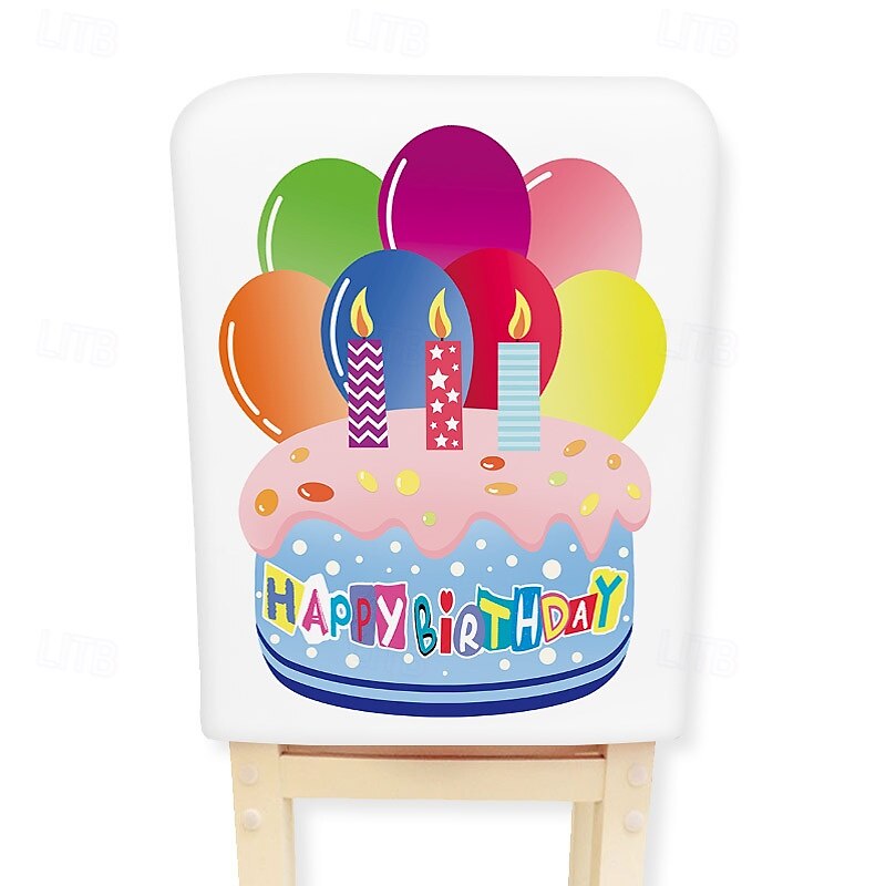 huse de scaun festive cu desene animate pentru ziua de naștere - design pe jumătate de corp din catifea culoare piele de piersică pentru ziua de naștere &decor de sărbători, huse detașabile pentru 2025 - $43.99 –P13