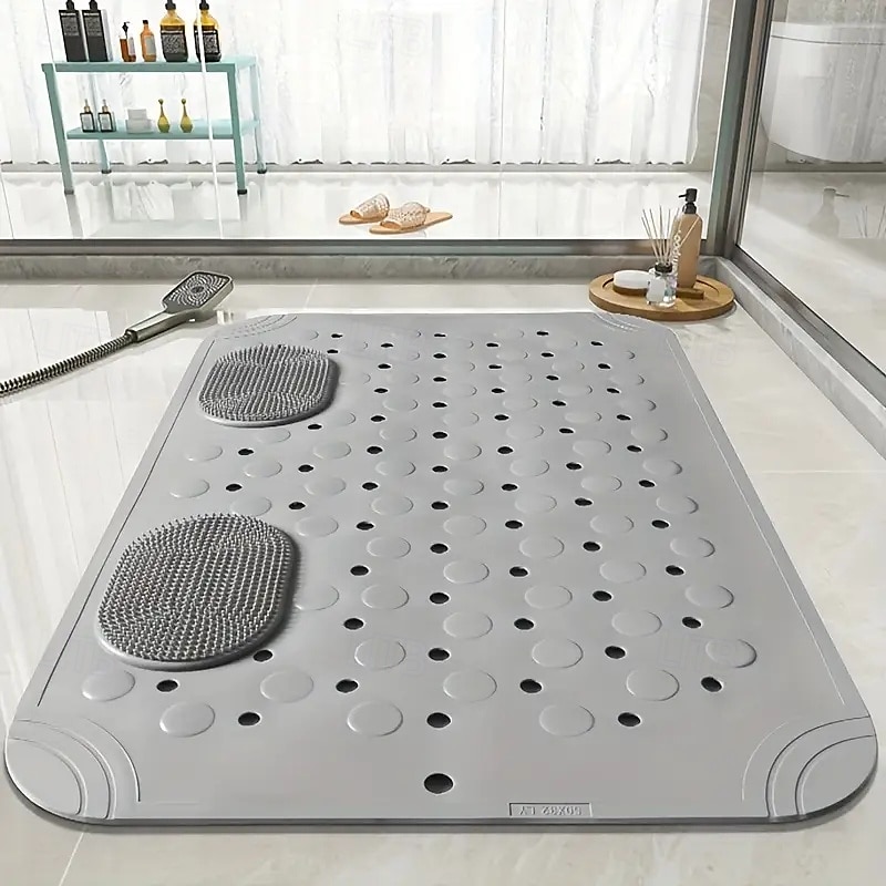 Tappetino da bagno antiscivolo con fori di drenaggio, comodo tappeto da doccia massaggiante, design rettangolare tinta unita per la casa &uso alberghiero del 2025 a $6.99 –P5