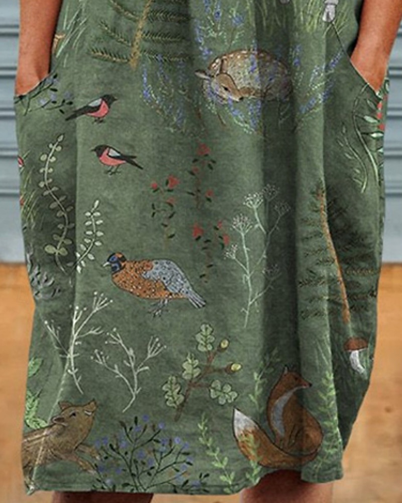 Femmes Robe Midi Robe Décontractée Robe d'été Mode Moderne Quotidien Plage Week-end Coupe régulière Animal Fleur Demi Manches Col ras du cou Vert Printemps Automne de 2025 ? $23.99 –P3