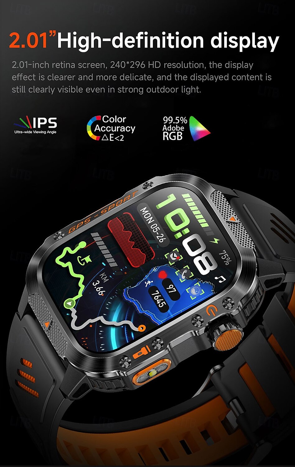 New Imosi GPS Smart Watch 2.01 Ultra HD Display Built-in GPS & Compass Make/Receive Phone Calls Smartwatch 540mAh Battery 3ATM Waterproof 2025 - $51.99 –P3