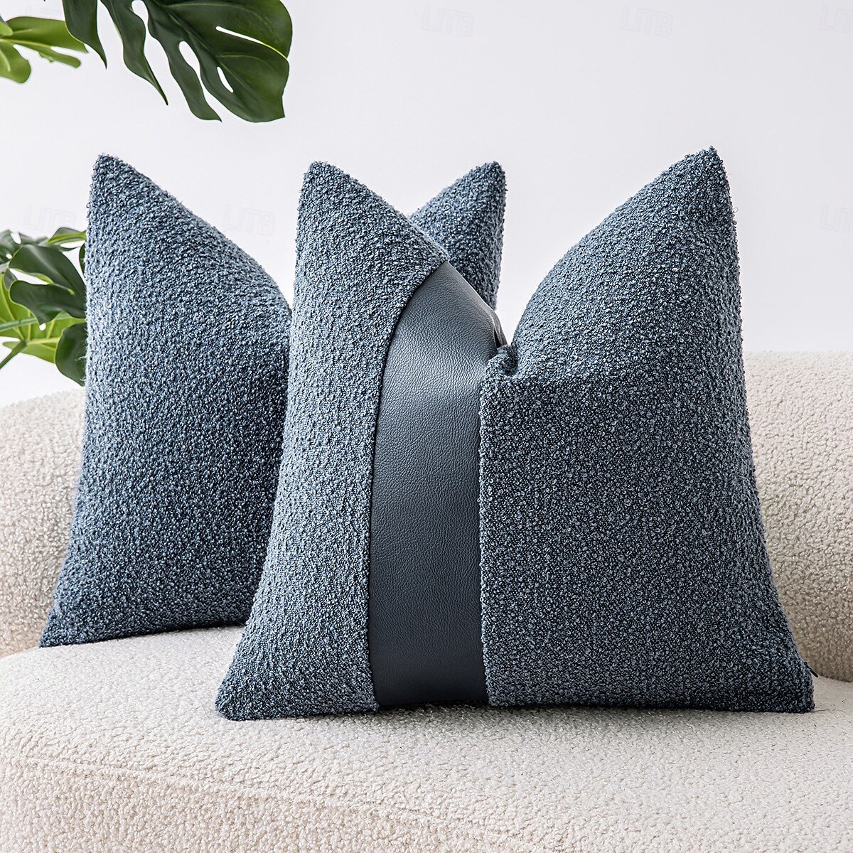 capas de almofadas de patchwork com textura de pompom de cor sólida e couro sintético, 45,72 x 45,72 cm, almofadas macias e confortáveis para sofá, quarto, sala de estar, decoração de casa sem de 2025 por $20.99 –P3