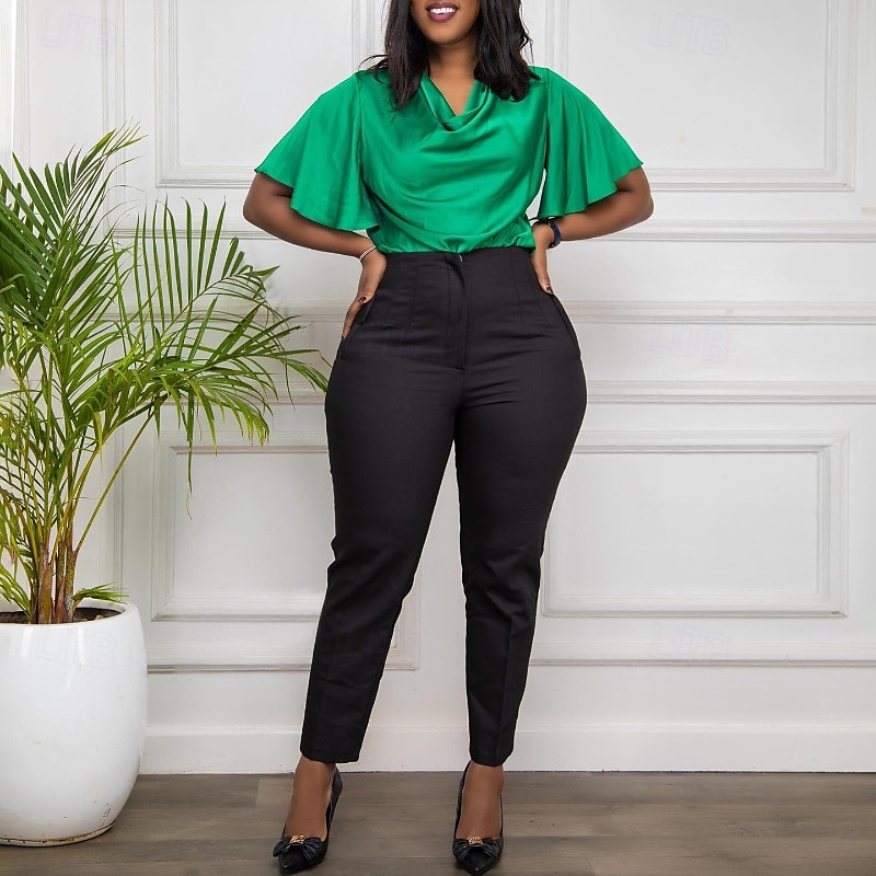 Dame Dressbukser Gatemote Fritid Full lengde Naturlig عادي Elastisk midje comfy utendørs Arbeid Svart Hvit Gul Rød Høst Normal 2025 - $24.99 –P2