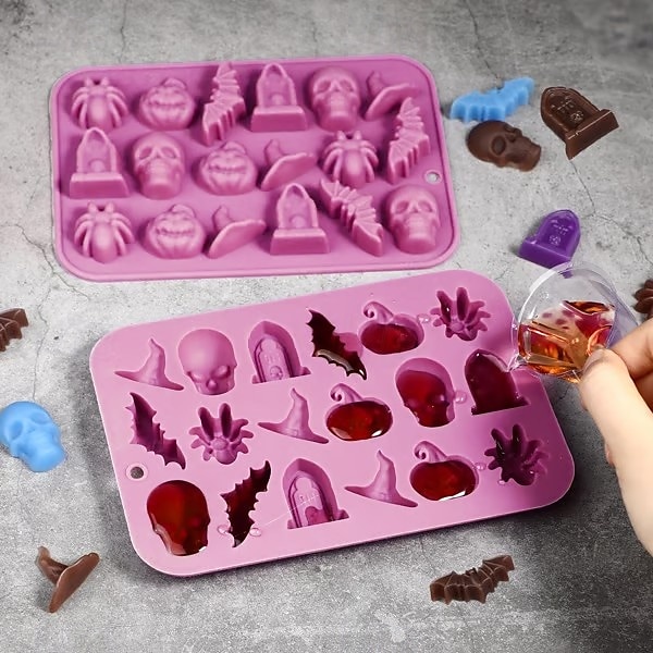 2 Pack Halloween Skull Spider Chocolate Silicone Molds, Non-Stick DIY Fondant Molds for Cake Decorating, Candy, Jelly, and Baking Decorations 2025 - $10.99 –P2