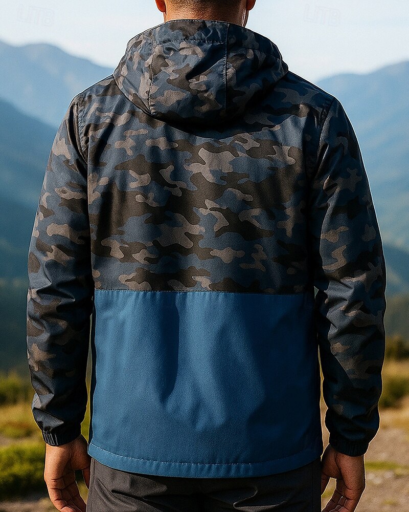 Herren Wanderjacke Hardshelljacke Außen Wasserdicht Winddicht Wanderoutfits Wanderbekleidung Frühling Herbst Oberteil Jagd Camping / Wandern / Höhlenforschung Reisen Patchwork Schwarz Rot Blau 2025 - $29.99 –P2