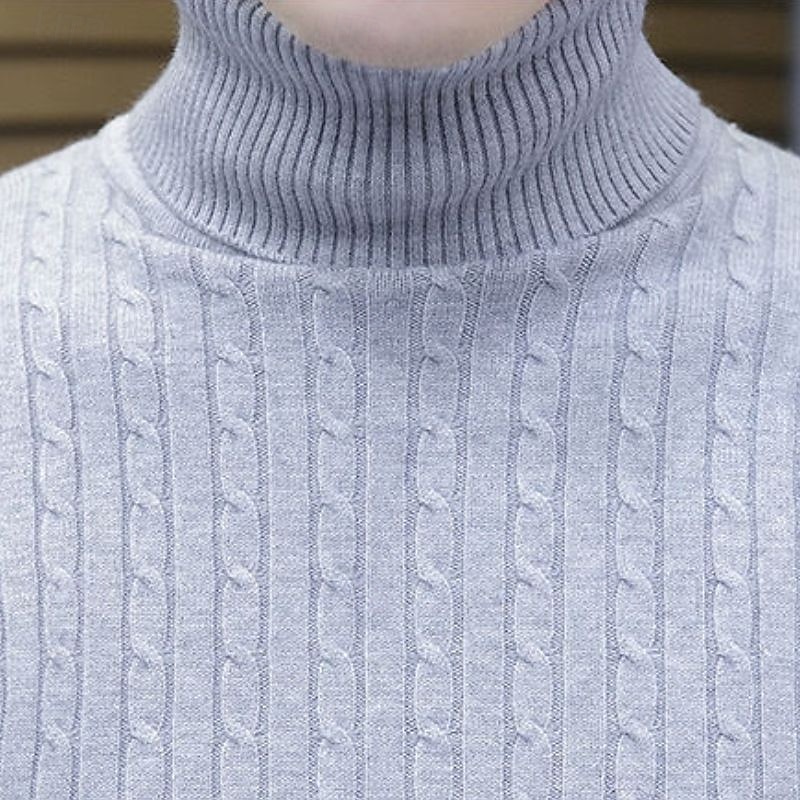 Herr Pullover tröja Stickad tröja Ribbad Kabel Sticka Vanliga toppar Stickat Slät Polokrage Mode Ledigt Semester Dagliga kläder Kläder Höst vinter Kamel Vin M L XL 2025 - $14.99 –P8