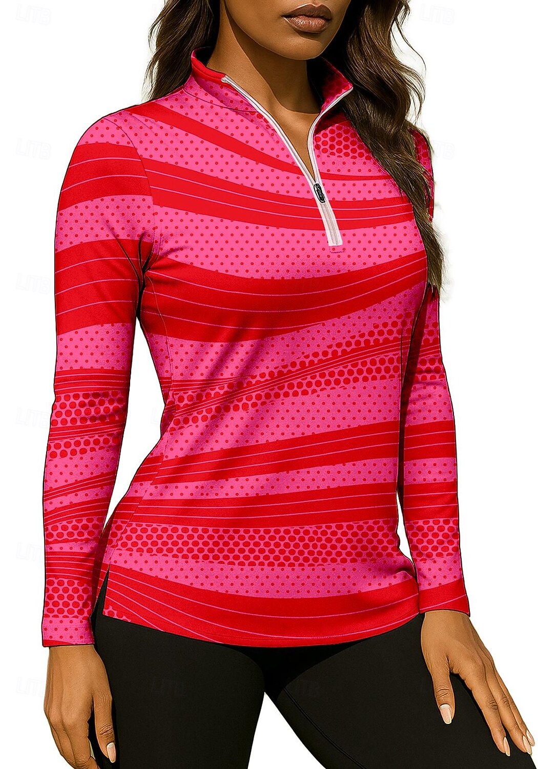Damskie Geometryczny Koszula Koszulka sportowa Koszulka polo Koszulka do tenisa Długi rękaw Zamek Kwiaty UPF50+ Odporny na UV Wysoka elastyczność Odprowadza wilgoć Oddychający Siatkówka Bransoletka 2026 - $22.99 –P1