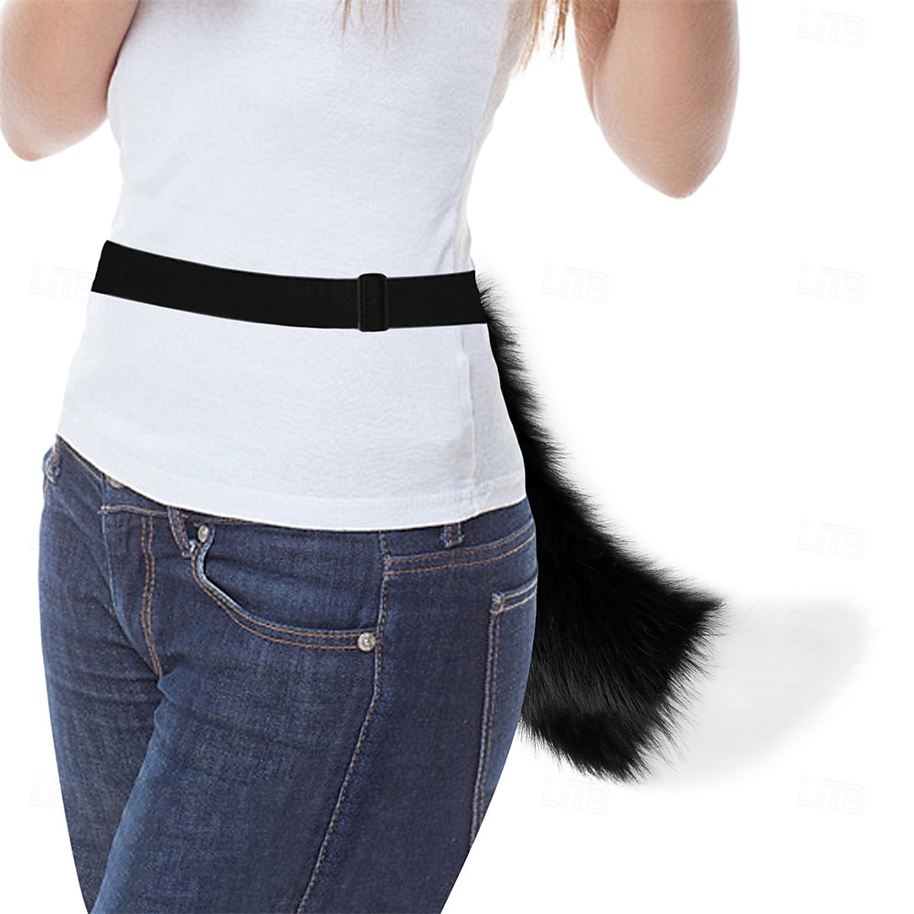 Set di orecchie di volpe pelose, fascia per capelli e coda – orecchie e coda di animali realistici, accessori per cosplay per Halloween, feste, convention e spettacoli del 2025 a $41.99 –P2