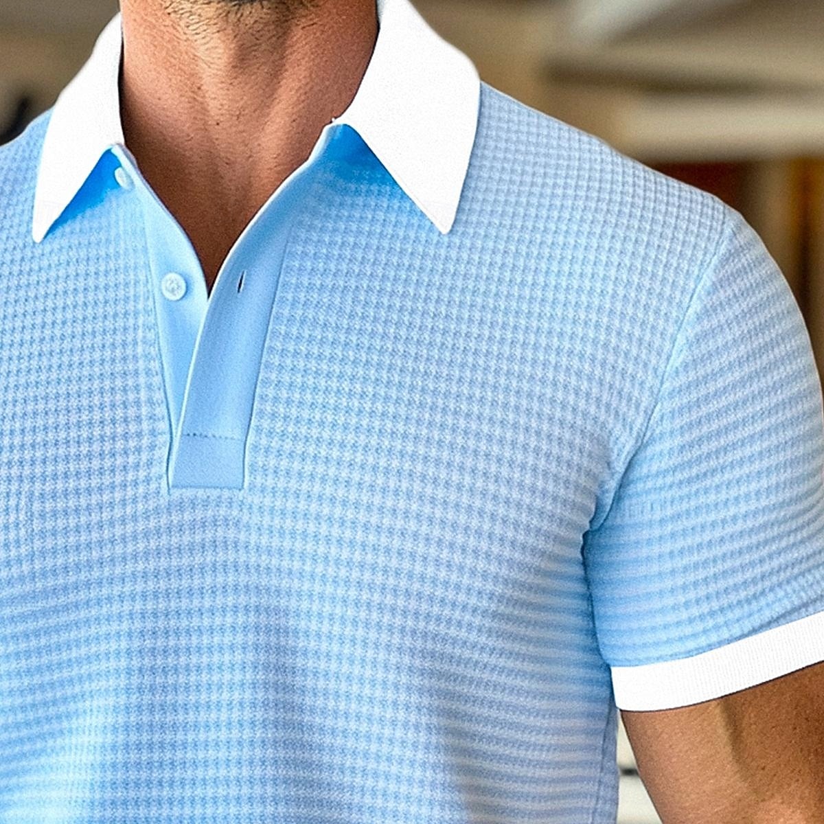 Herre Golf skjorte Vaffelstrikket poloskjorte Virksomhet Avslappet Klassisk Kortermet Mote Moderne Helfarge Knapper Sommer Vår Gul Navyblå Kakifarget Lyseblå Golf skjorte 2025 - $26.99 –P3