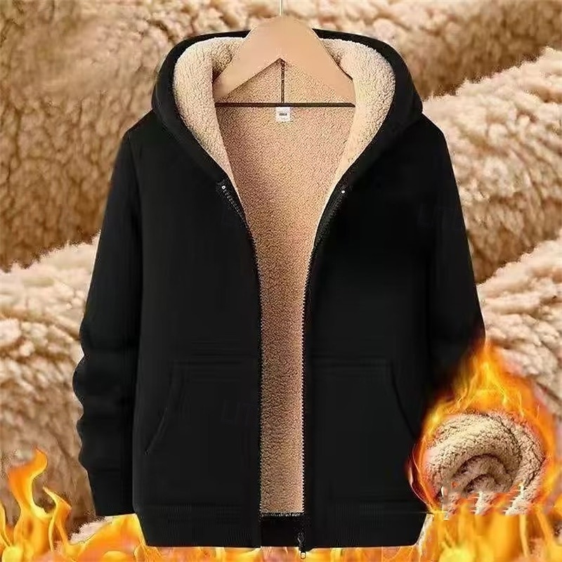 Per uomo Felpa con cappuccio Felpa con cappuccio a zip intera Giacca in Pile Nero Con Cappuccio Semplice Tasca Sport & Outdoor Quotidiano Ferie Poliestere Streetwear Essenziale Casual Autunno Inverno del 2025 a $17.49 –P1