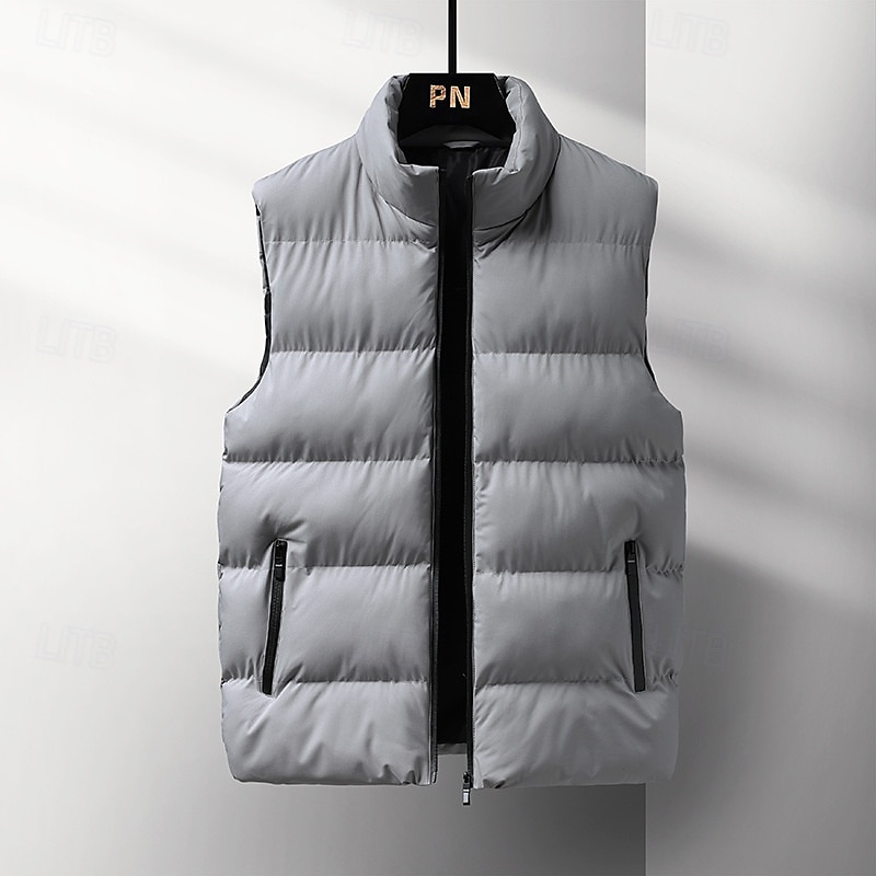 Herre Vest til turbruk Puffervest Ermeløs سترة Utendørs Hold Varm Vinter Lomme Polyester Burgunder Blå Grå Jakt Fisking Klatring 2025 - $11.59 –P2
