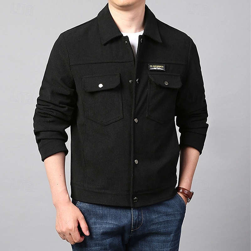Per uomo Giacca Leggera Giacca in Velluto a Coste Giacca Cargo Giacca Casual Vacanza Quotidiano Caldo Tasca Primavera Autunno Semplice Moda Classico Bavero Regolare Nero Verde Cachi Giacca del 2025 a $58.99 –P10
