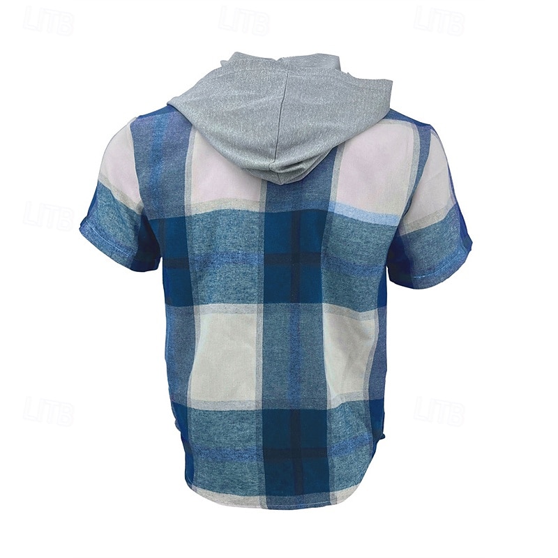 Per uomo Camicia Camicia Estiva Camicia casual Camicia da Spiaggia Camicia con Bottoni Rosso Blu Marrone Verde Manica Corta Plaid Con Cappuccio Vacanza Camicia hawaiana Tasca Abbigliamento Poliestere del 2025 a $20.99 –P12