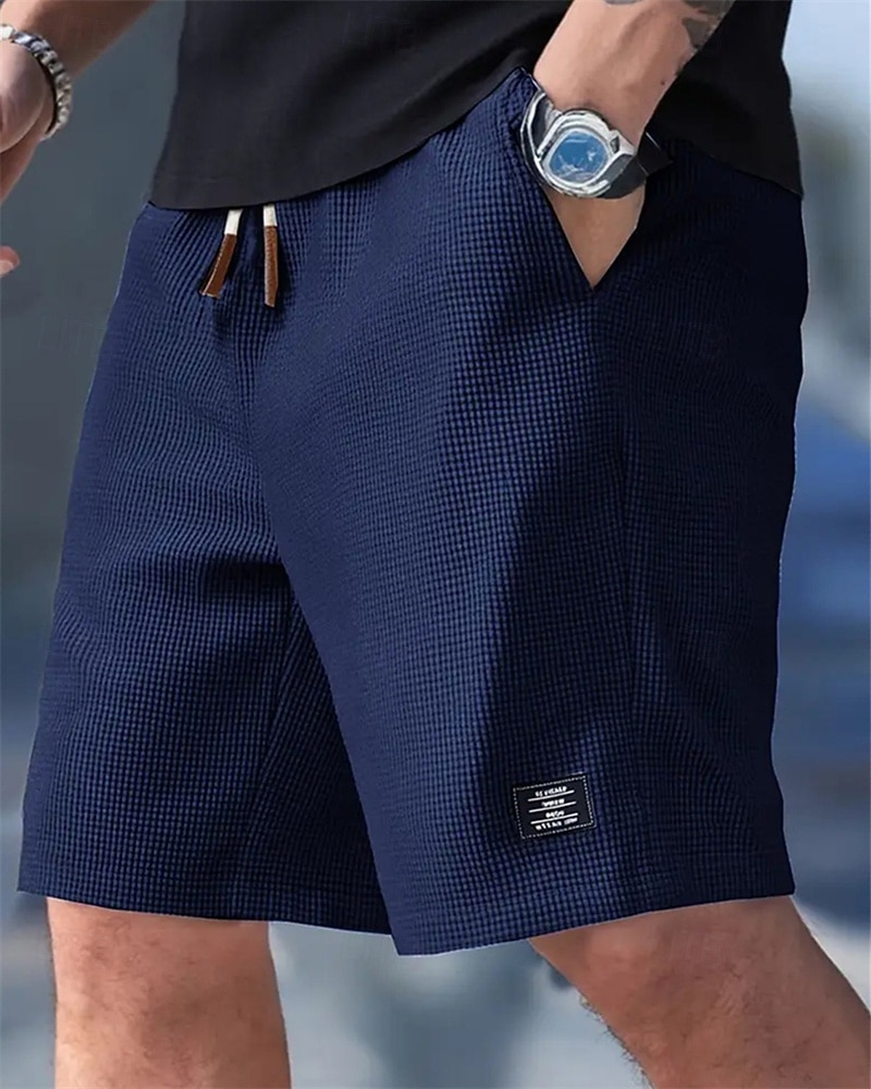 Męskie Szorty waflowe Szorty Letnie szorty Szorty na co dzień Kieszeń Elastyczny pas Ściągana na sznurek Równina Komfort Oddychający Do kolan Na zewnątrz Urlop Sportowy Codzienny Czarny Biały Średnio 2026 - $17.99 –P19