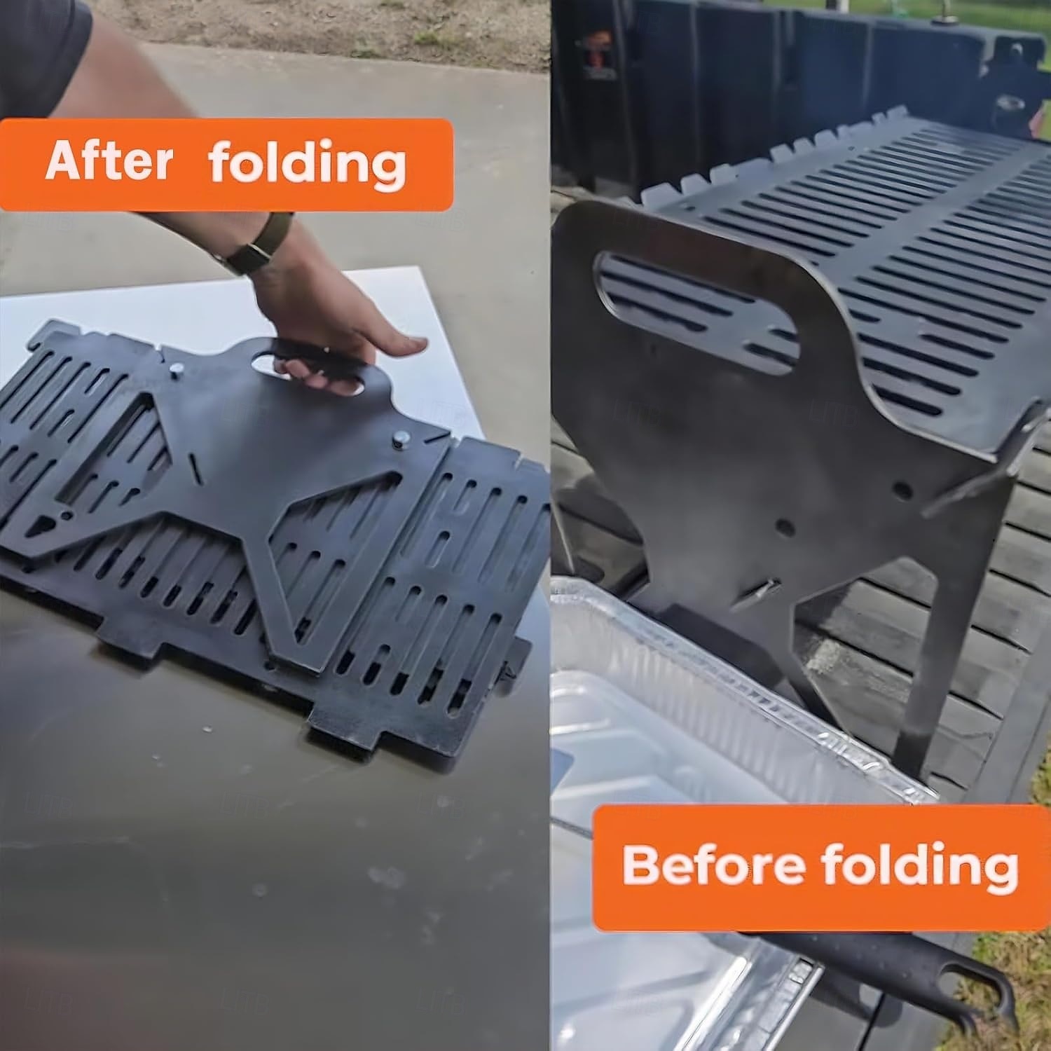 Kokoontaitettava grilli helppoa säilytystä varten Teräksinen helposti kannettava rakogrilli Kokoontaitettavat grillit sopivat täydellisesti retkeilyyn, matkustamiseen ja ulkogrilliin 2026 - $41.99 –P9