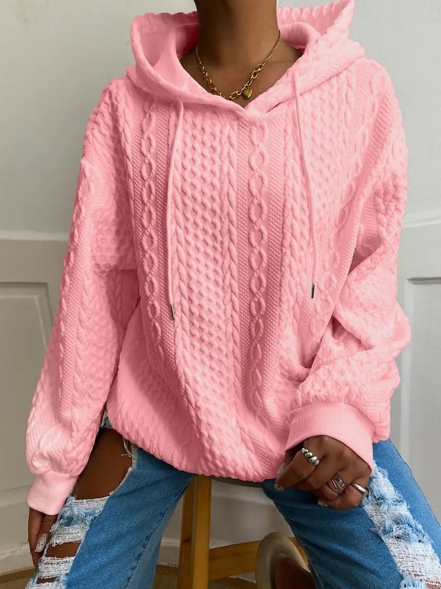 Femmes Sweat à capuche Uni Occasionnel manche longue À capuche Hauts Réguliers Rue Tenue Quotidienne Noir Blanche Rose Claire Rouge Bleu Automne Hiver de 2025 ? $27.99 –P1