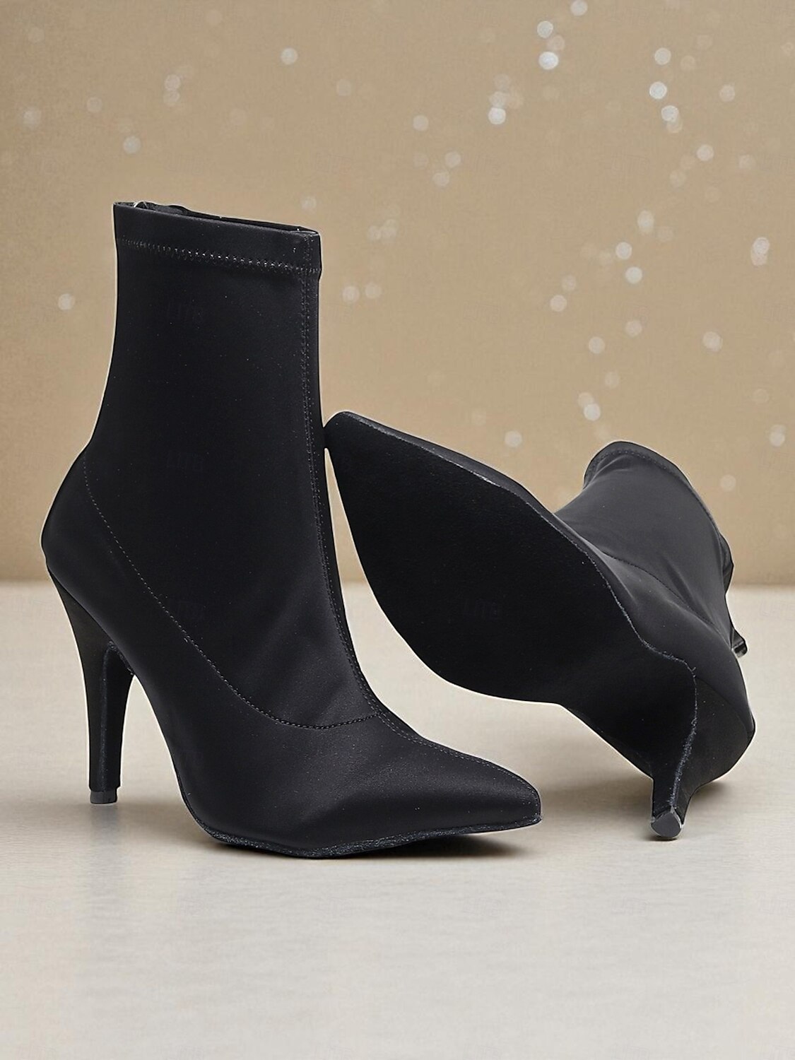 Botas de dança femininas pretas elásticas no tornozelo - elegantes sapatos de salto alto e bico fino para salão de baile latino profissional, perfeitos para salsa, tango e apresentações no palco de 2025 por $54.99 –P8