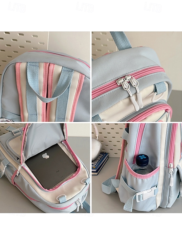 Stor reseryggsäck för tonårsflickor med vagnsrem – söt kaninbroderi, skolväska med flera fickor för mellan- och högstadieelever 2025 - $29.99 –P10