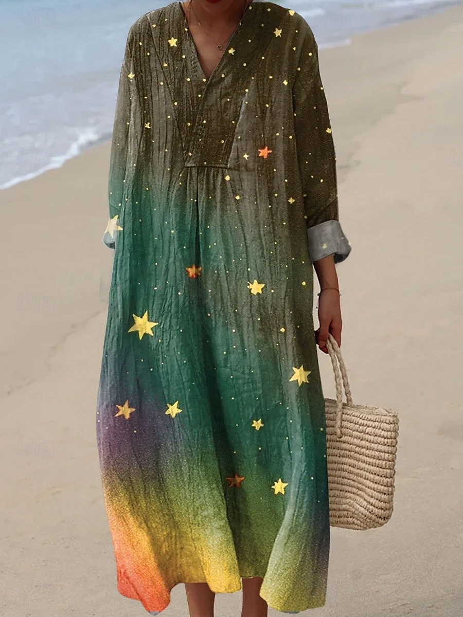 Femmes Robe Midi Robe d'Été Robe trapèze Vacances Occasionnel Boho Soirée Plage Coupe Ample Graphique Géométrique Abstrait manche longue Col en V Blanche Rose Claire Bleu Marron Été Printemps Automne de 2025 ? $35.99 –P3