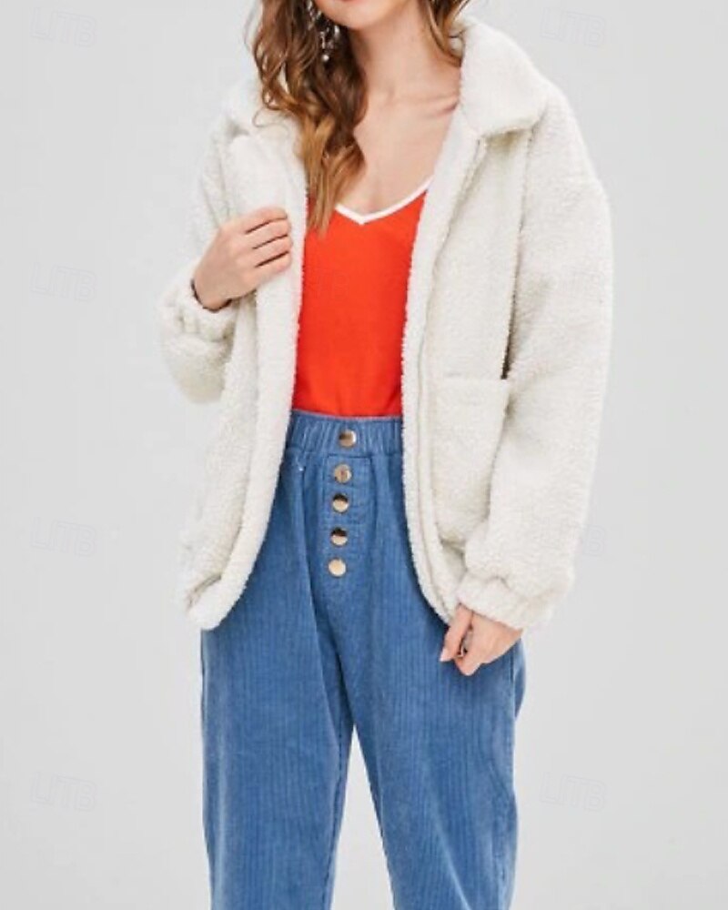 Femmes Sweats zippés Uni Occasionnel manche longue Col roulé Hauts Réguliers Rue Fête Sortir Fermeture éclair Avec Poches Noir Blanche Rouge Kaki Automne Hiver de 2025 ? $24.99 –P5