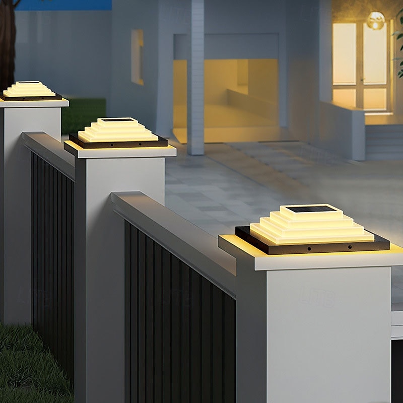 utendørs solor stolpelampe ip65 vanntett lyktestolpelysarmatur svart aluminium 60 cm utendørs stolpelampe for innkjørsel bakgård terrasse hage 2025 - $275.59 –P1