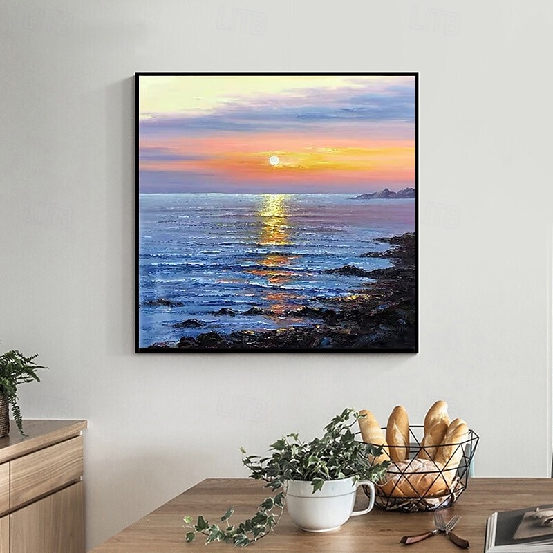 handgefertigtes Ölgemälde auf Leinwand, Wandkunst, Dekoration, moderne abstrakte Sonnenaufgangslandschaft für die Inneneinrichtung, gerolltes, rahmenloses, ungedehntes Gemälde 2025 - $58.99 –P3