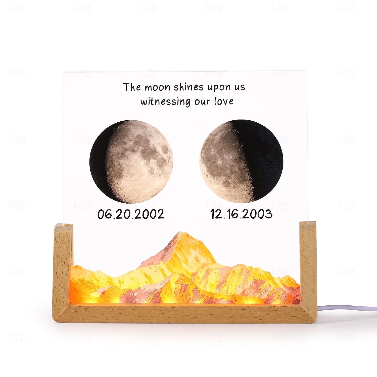1 luce notturna in acrilico personalizzata che può essere personalizzata in base a una data specifica per mostrare la fase lunare con opzioni per personalizzare testo e data. Questo la rende un regalo del 2025 a $60.99 –P7