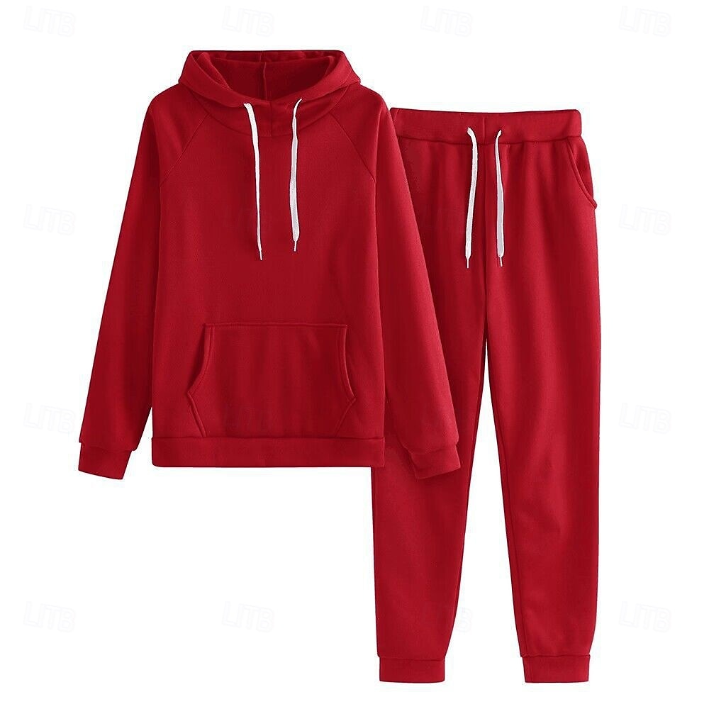 Damen Mode Streetwear Täglich Hosen-Sets Langarm Mit Kapuze Einfarbig Lässig Täglich Schwarz Rosa Rote Sommer Normale Passform 2025 - $26.99 –P5